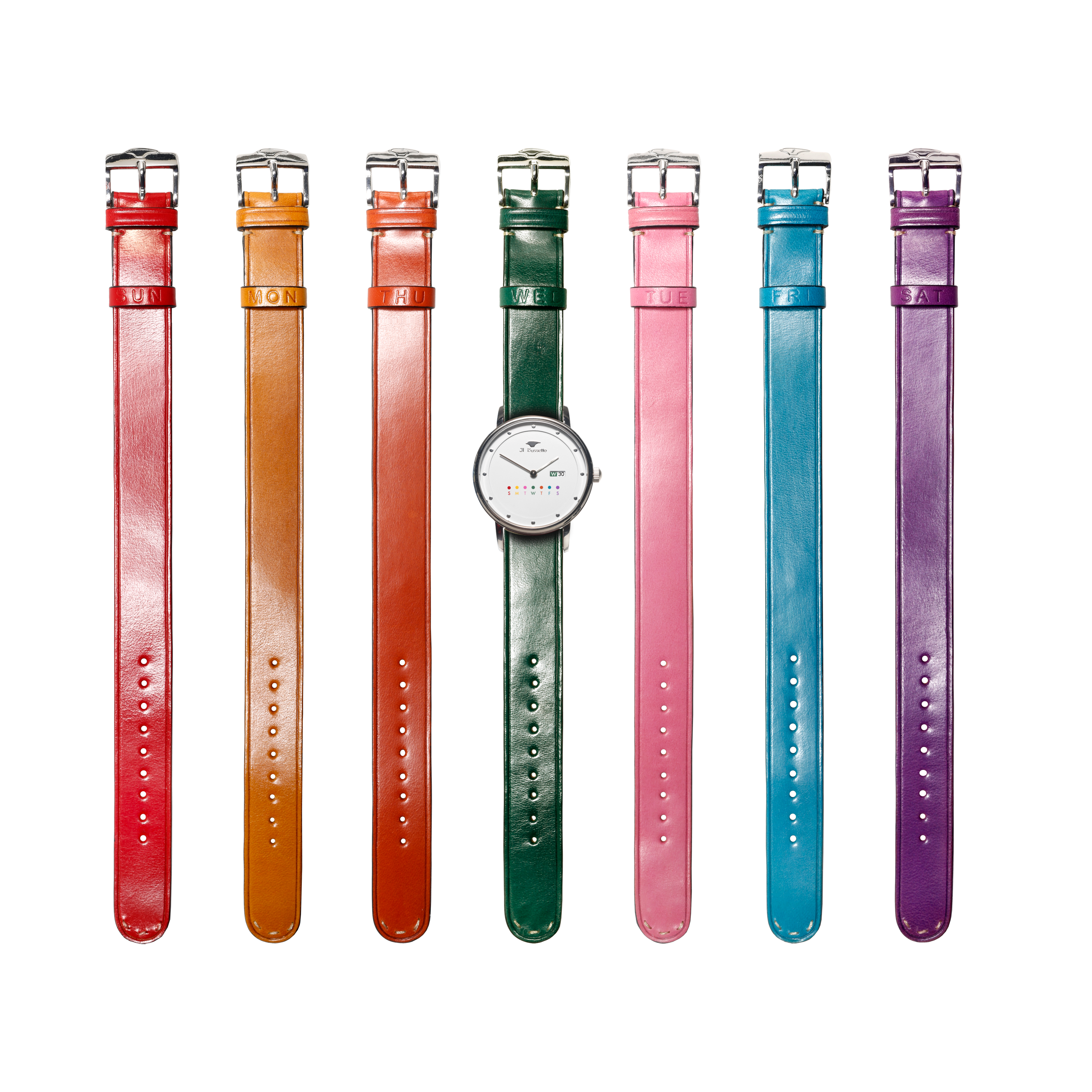 Watch + 7 Leather Watch Straps