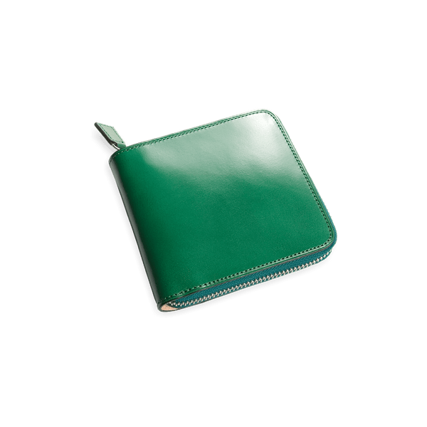 Green Small Leather Bifold Wallet Around Zip Billfold Cute Women Zippe