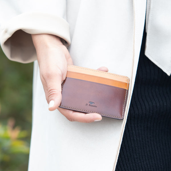 Bicolor leather card holder - Il Bussetto